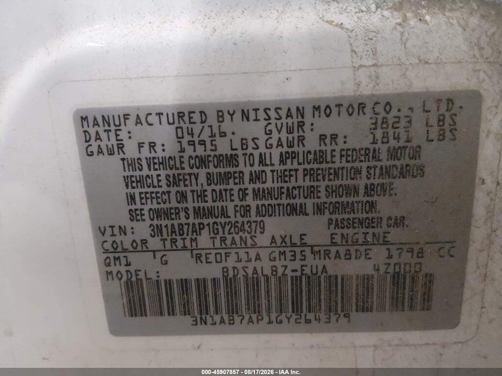 3N1AB7AP1GY264379 2016 NISSAN SENTRA photo no. 9