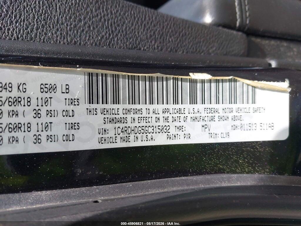 1C4RDHDG5GC315032 2016 DODGE DURANGO photo no. 9