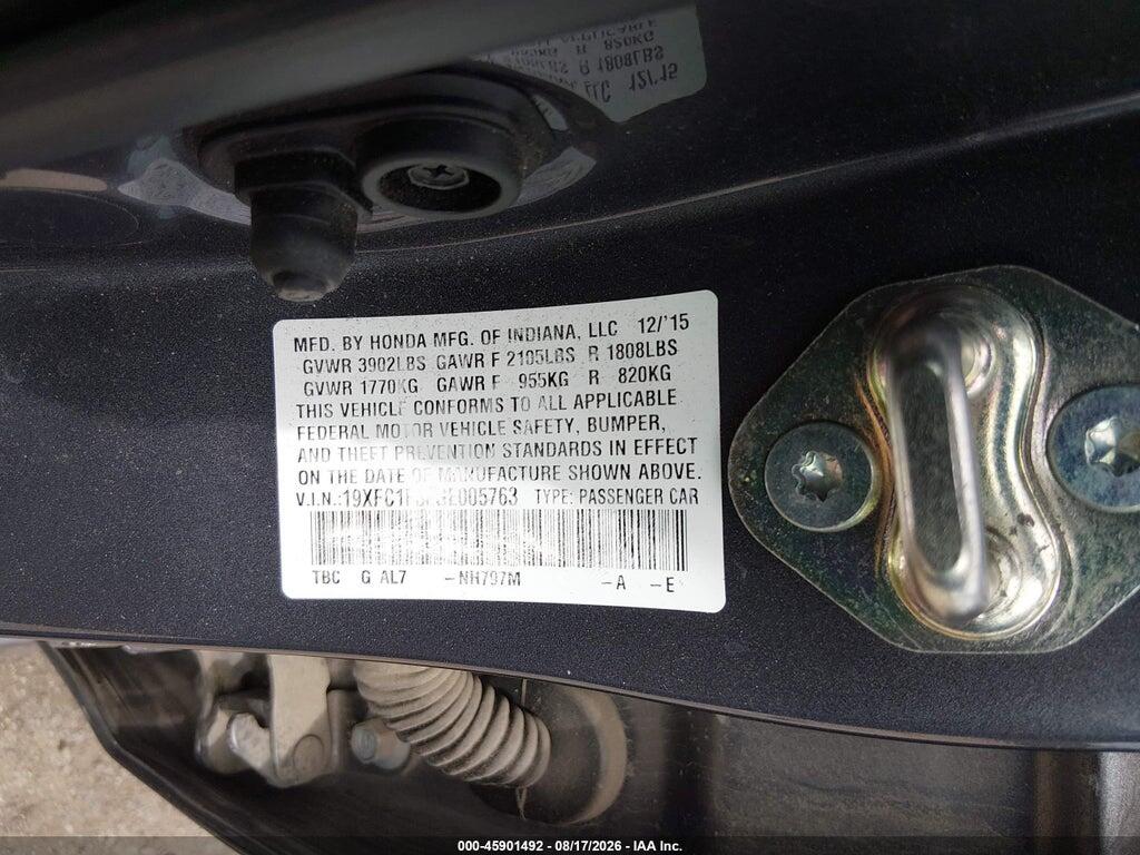 19XFC1F36GE005763 2016 HONDA CIVIC photo no. 9
