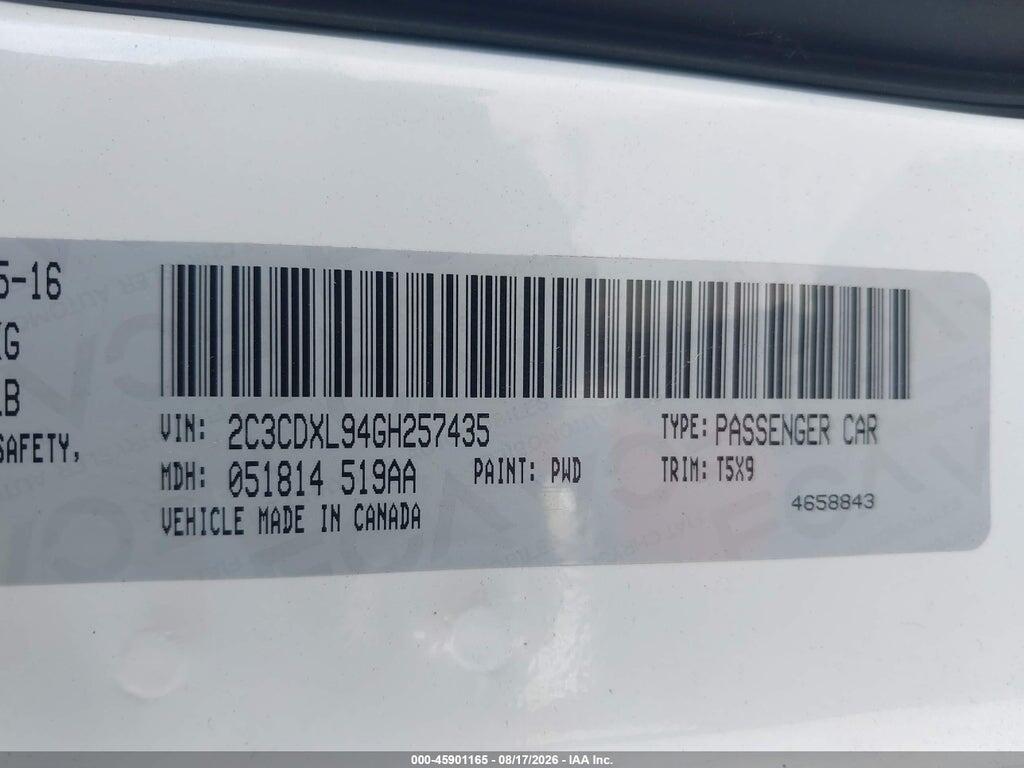 2C3CDXL94GH257435 2016 DODGE CHARGER photo no. 9
