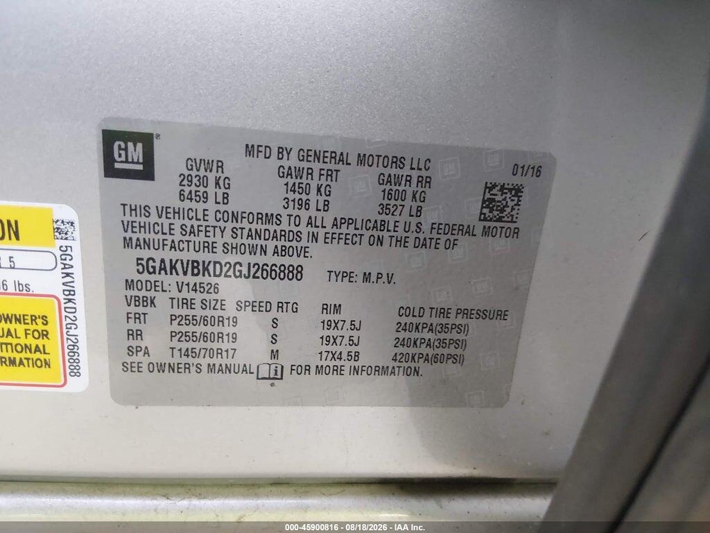 5GAKVBKD2GJ266888 2016 BUICK ENCLAVE photo no. 9