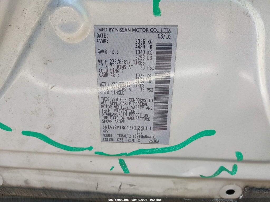 5N1AT2MT8GC912911 2016 NISSAN ROGUE photo no. 9