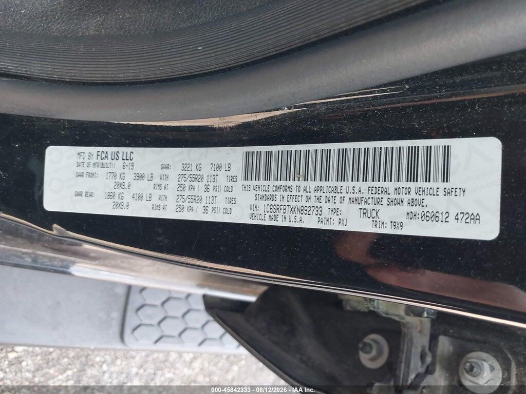1C6SRFBTXKN892733 2019 RAM 1500 photo no. 9