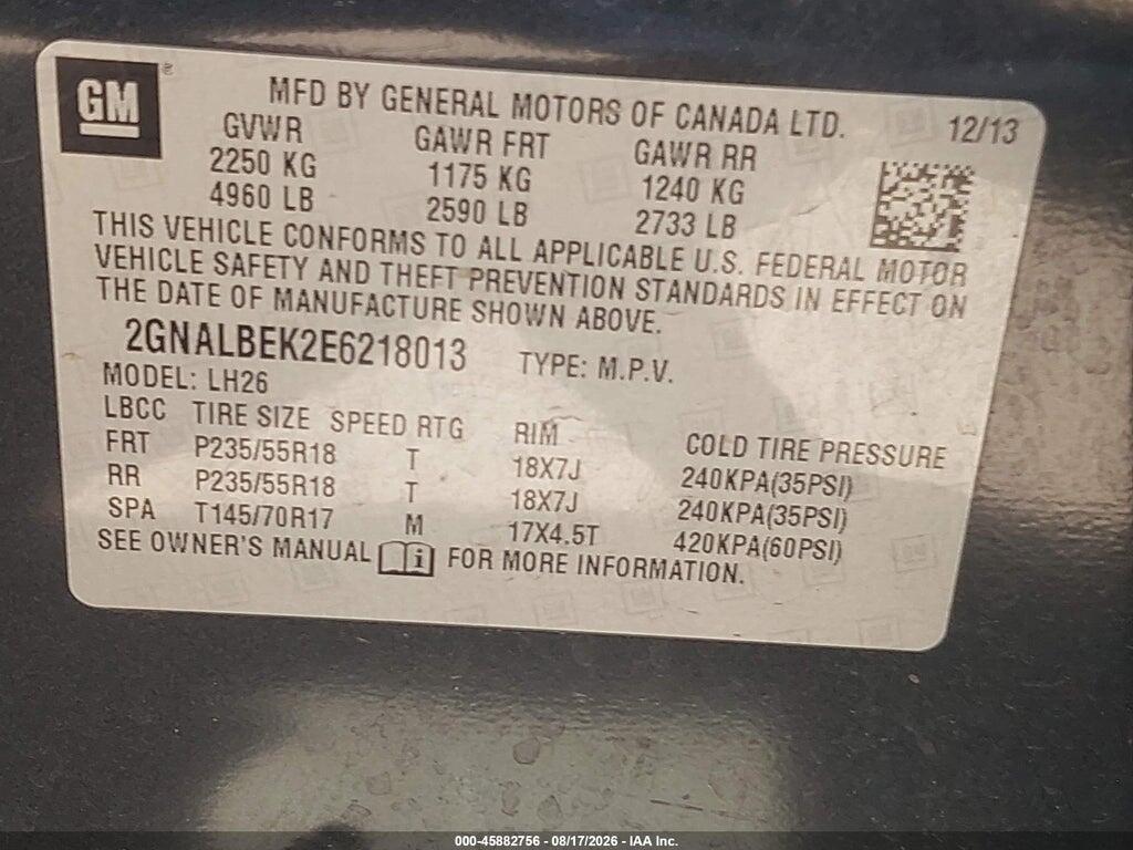 2GNALBEK2E6218013 2014 CHEVROLET EQUINOX photo no. 9