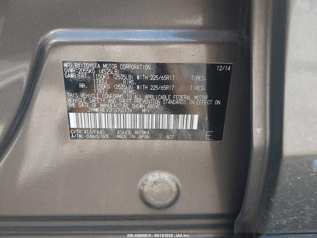 JTMWFREV2FD050739 2015 TOYOTA RAV4 photo no. 9