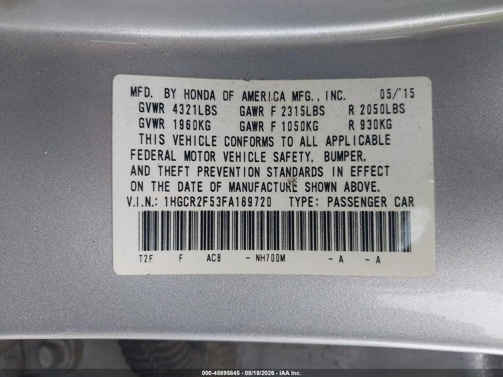 1HGCR2F53FA189720 2015 HONDA ACCORD photo no. 9