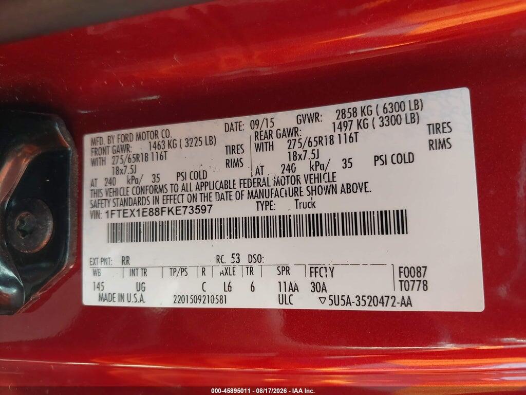 1FTEX1E88FKE73597 2015 FORD F-150 photo no. 9
