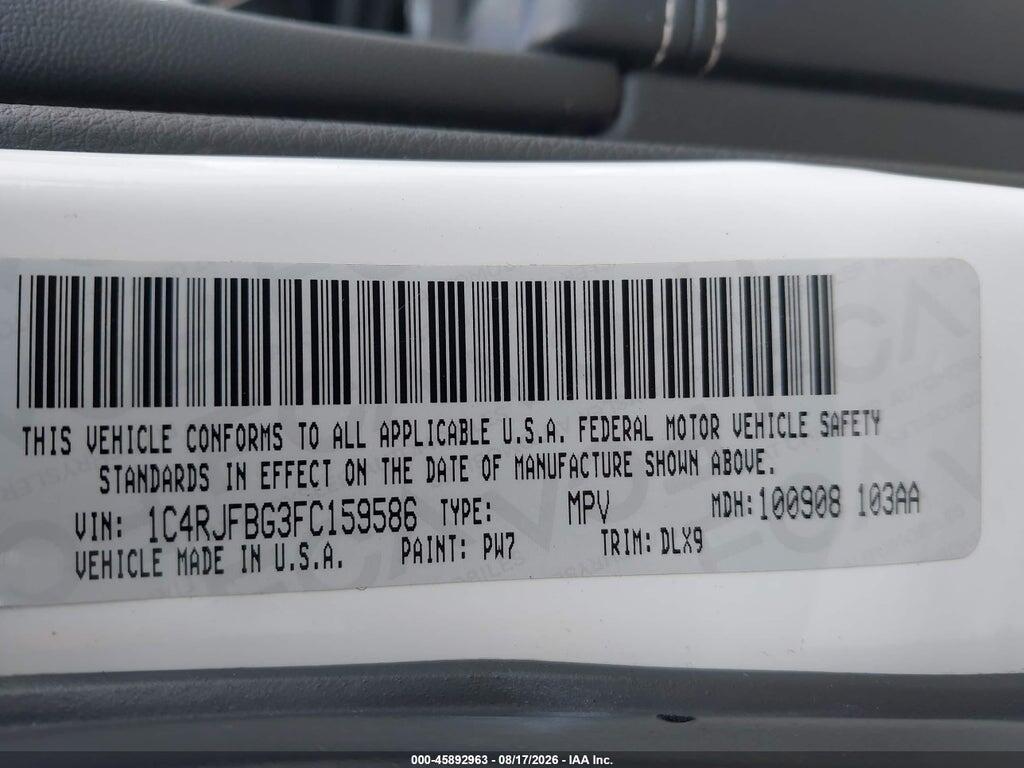 1C4RJFBG3FC159586 2015 JEEP GRAND CHEROKEE photo no. 9