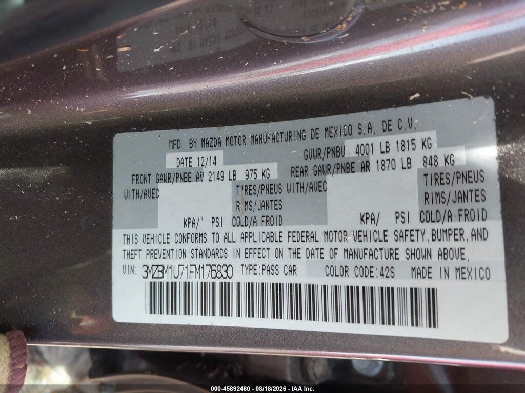 3MZBM1U71FM176830 2015 MAZDA MAZDA3 photo no. 9