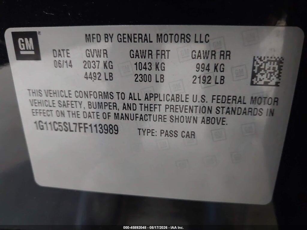 1G11C5SL7FF113989 2015 CHEVROLET MALIBU photo no. 9