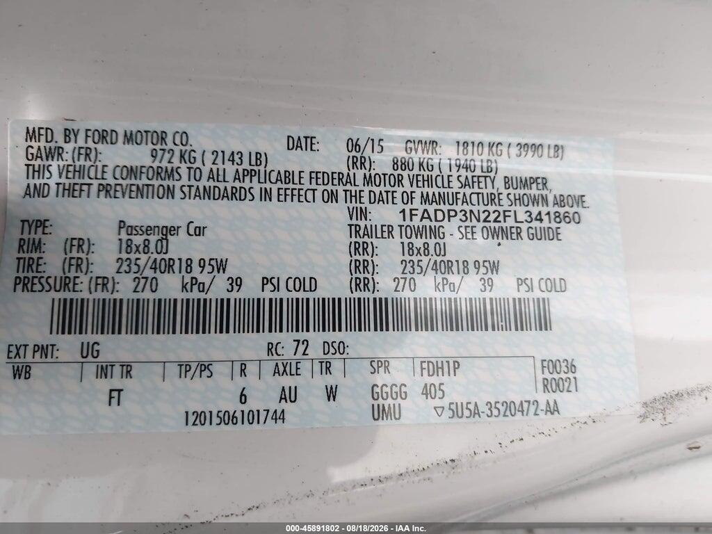 1FADP3N22FL341860 2015 FORD FOCUS photo no. 9