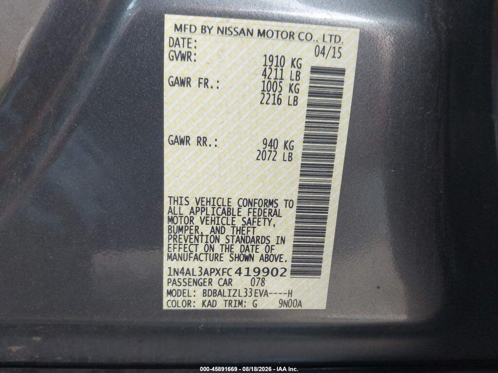 1N4AL3APXFC419902 2015 NISSAN ALTIMA photo no. 9