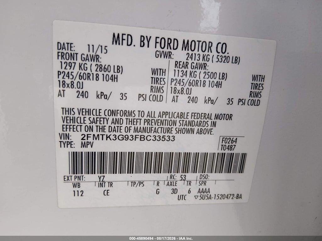 2FMTK3G93FBC33533 2015 FORD EDGE photo no. 8
