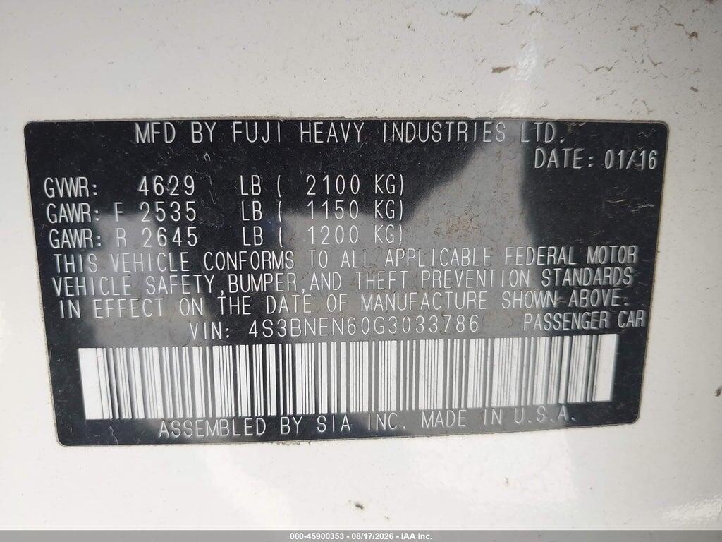 4S3BNEN60G3033786 2016 SUBARU LEGACY photo no. 9