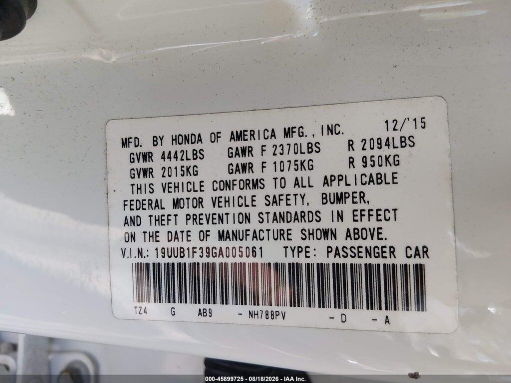 19UUB1F39GA005061 2016 ACURA TLX photo no. 9