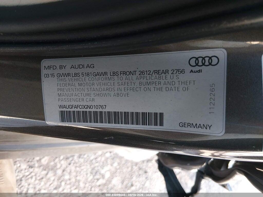 WAUGFAFC0GN010767 2016 AUDI A6 photo no. 9