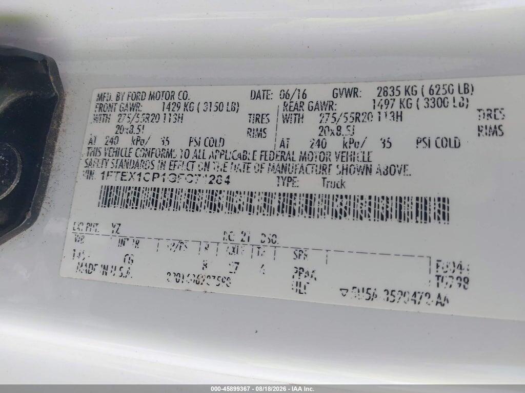 1FTEX1CP1GFC71284 2016 FORD F-150 photo no. 9