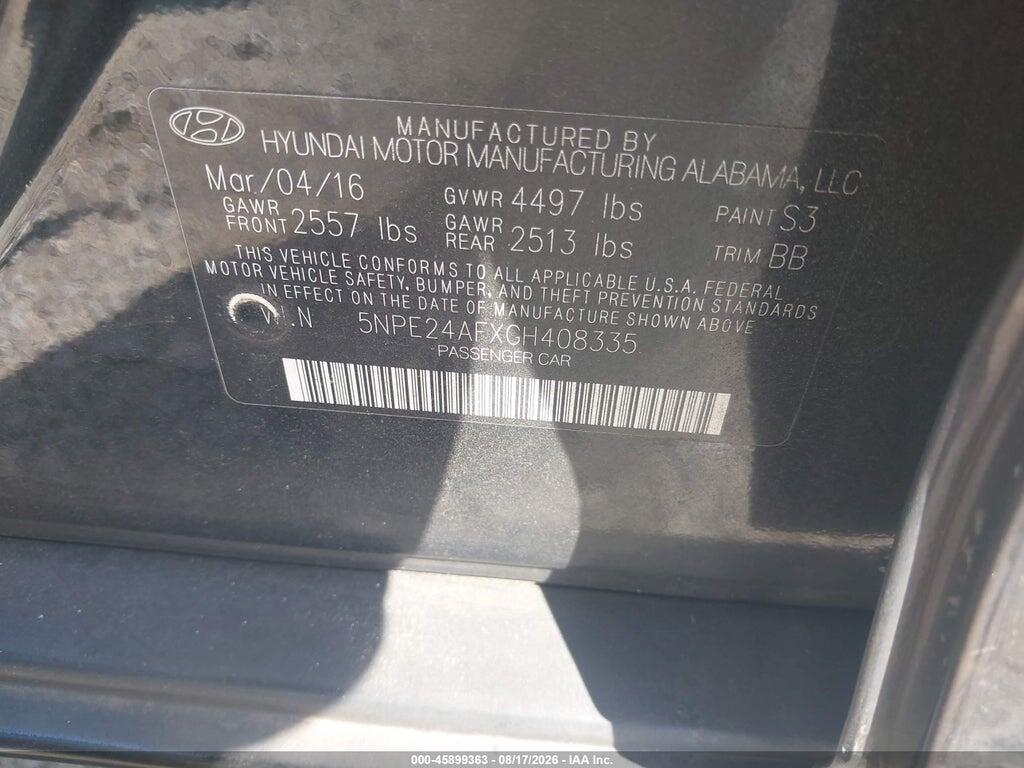 5NPE24AFXGH408335 2016 HYUNDAI SONATA photo no. 9