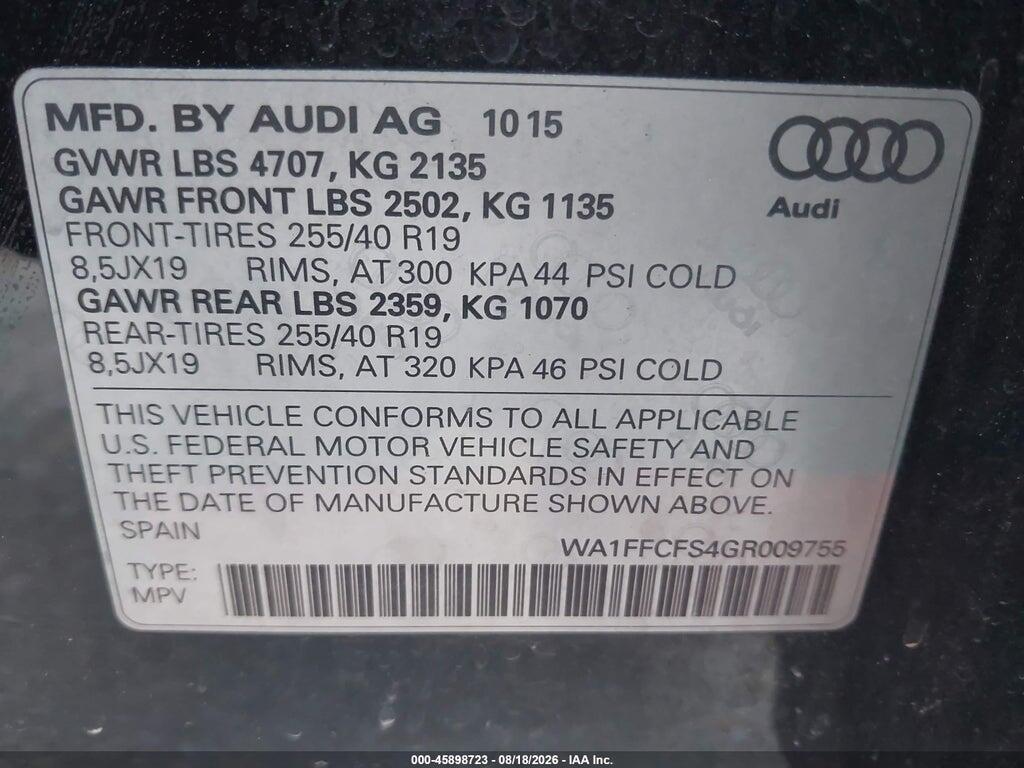 WA1FFCFS4GR009755 2016 AUDI Q3 photo no. 9