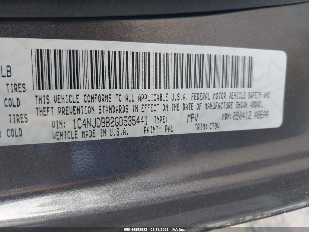 1C4NJDBB2GD535441 2016 JEEP COMPASS photo no. 9