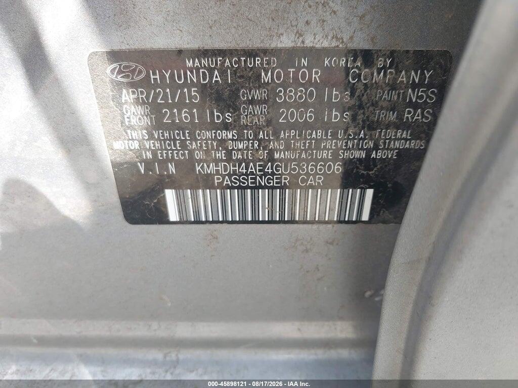 KMHDH4AE4GU536606 2016 HYUNDAI ELANTRA photo no. 9