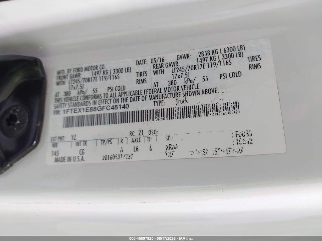 1FTEX1E88GFC48140 2016 FORD F-150 photo no. 9
