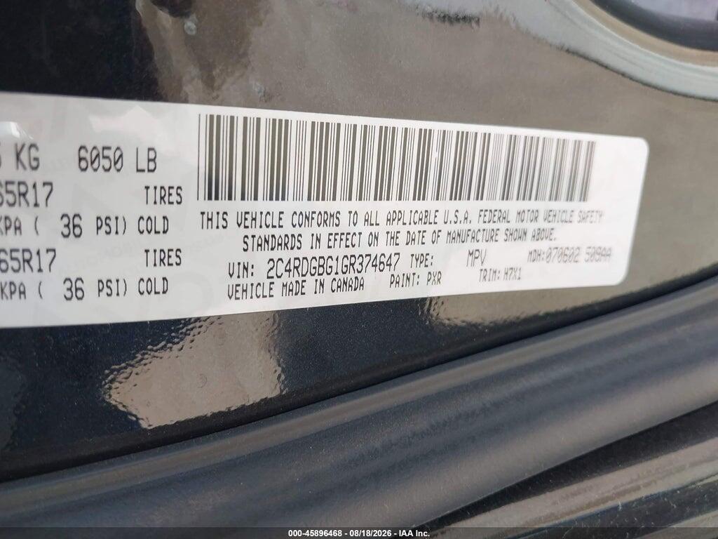 2C4RDGBG1GR374647 2016 DODGE GRAND CARAVAN photo no. 9
