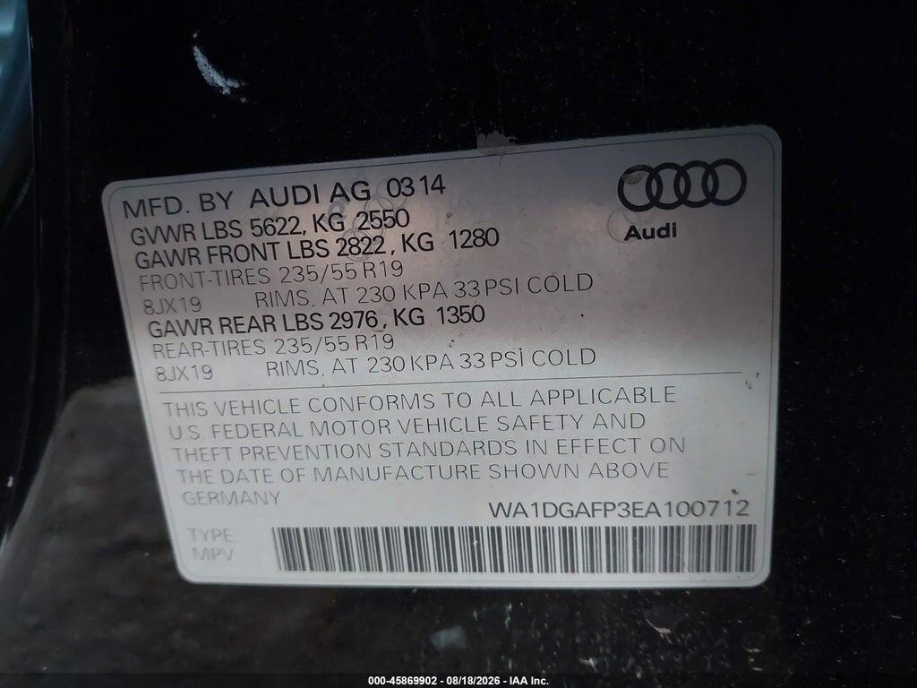 WA1DGAFP3EA100712 2014 AUDI Q5 photo no. 9