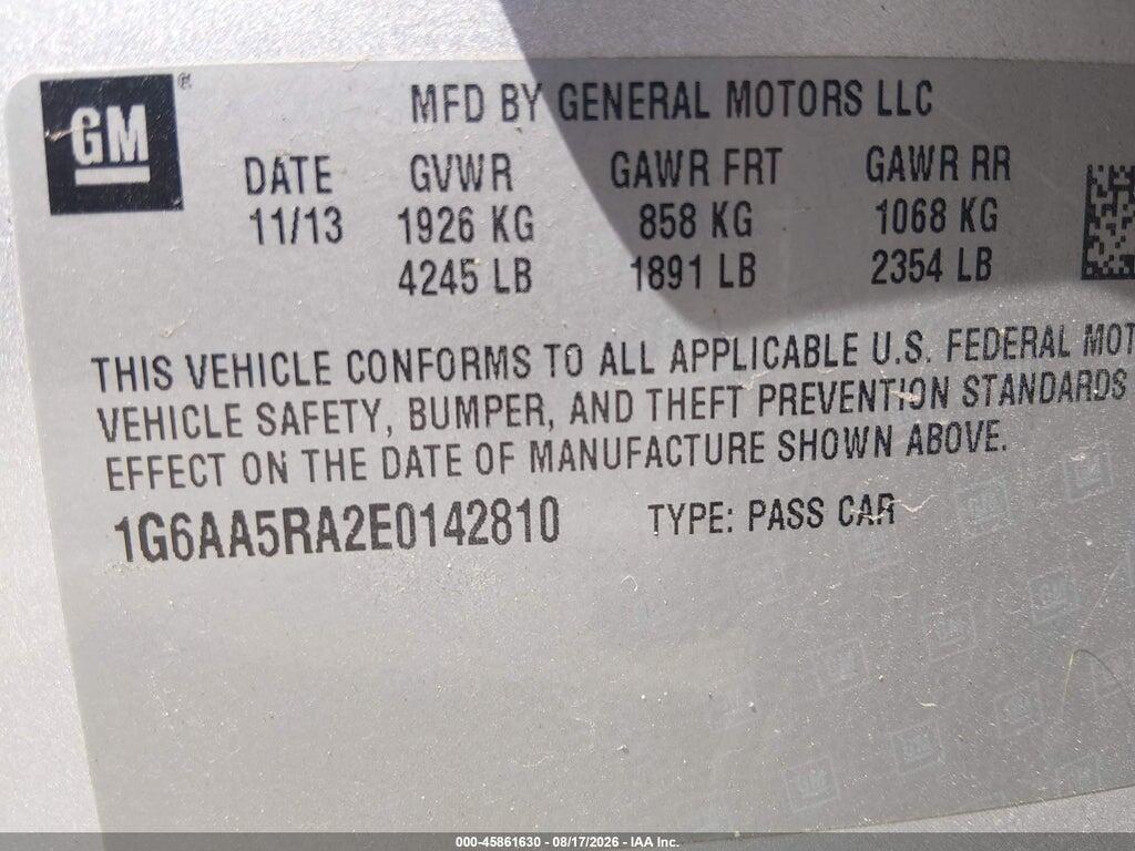 1G6AA5RA2E0142810 2014 CADILLAC ATS photo no. 9