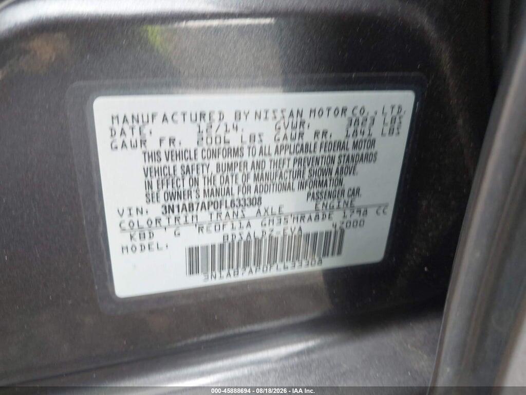 3N1AB7AP0FL633308 2015 NISSAN SENTRA photo no. 9