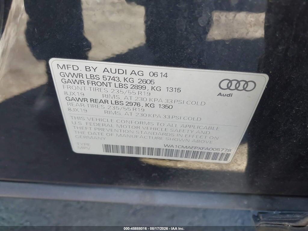 WA1CMAFPXFA005778 2015 AUDI Q5 photo no. 9