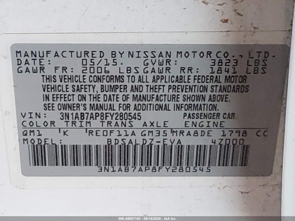 3N1AB7AP8FY280545 2015 NISSAN SENTRA photo no. 9
