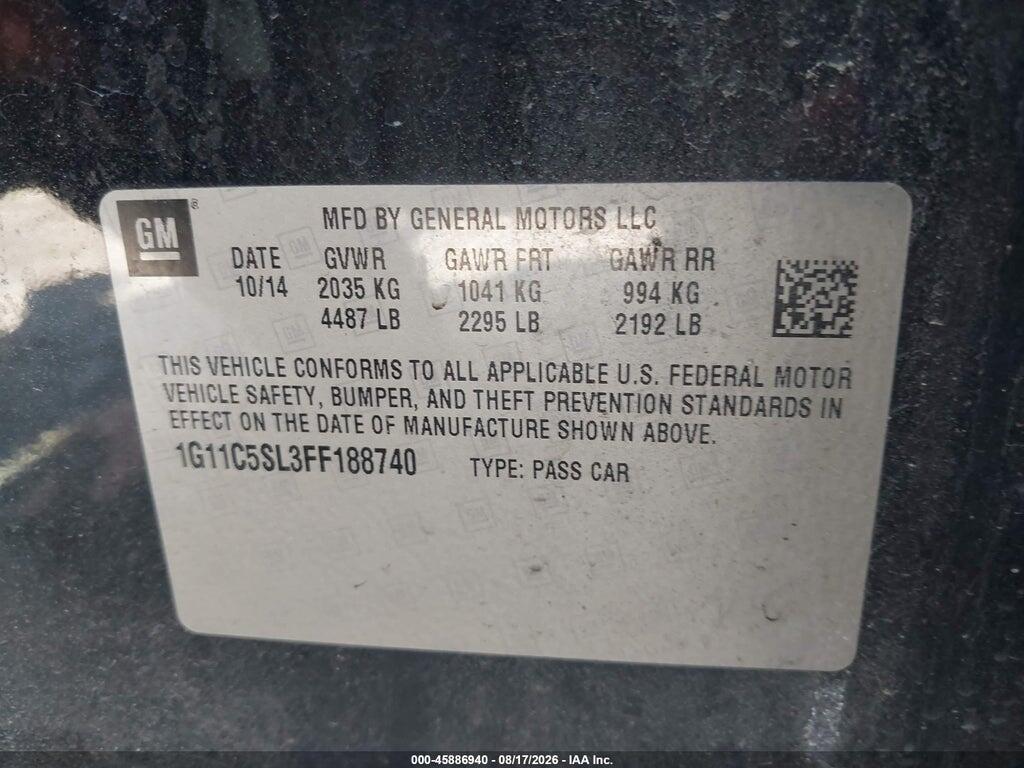 1G11C5SL3FF188740 2015 CHEVROLET MALIBU photo no. 9