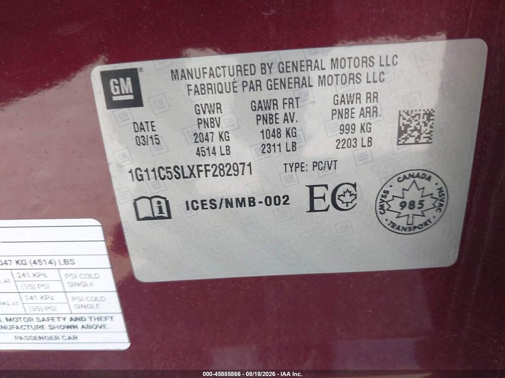1G11C5SLXFF282971 2015 CHEVROLET MALIBU photo no. 9