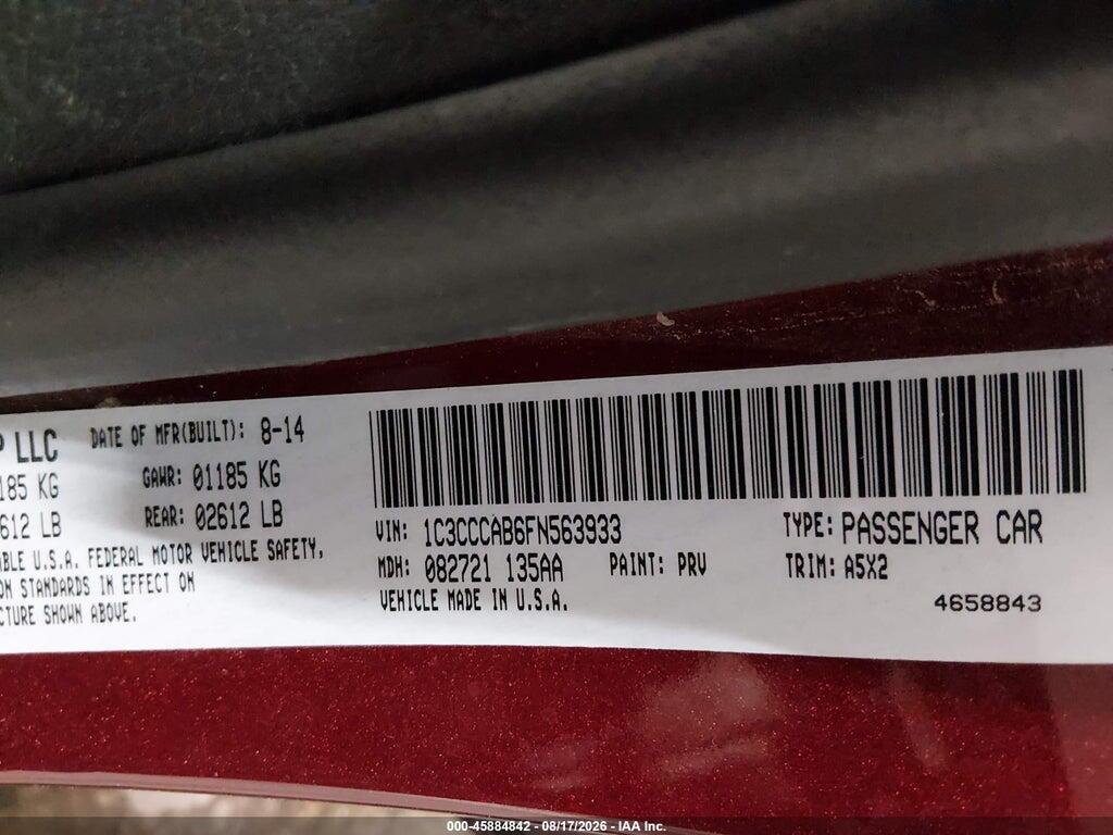 1C3CCCAB6FN563933 2015 CHRYSLER 200 photo no. 9