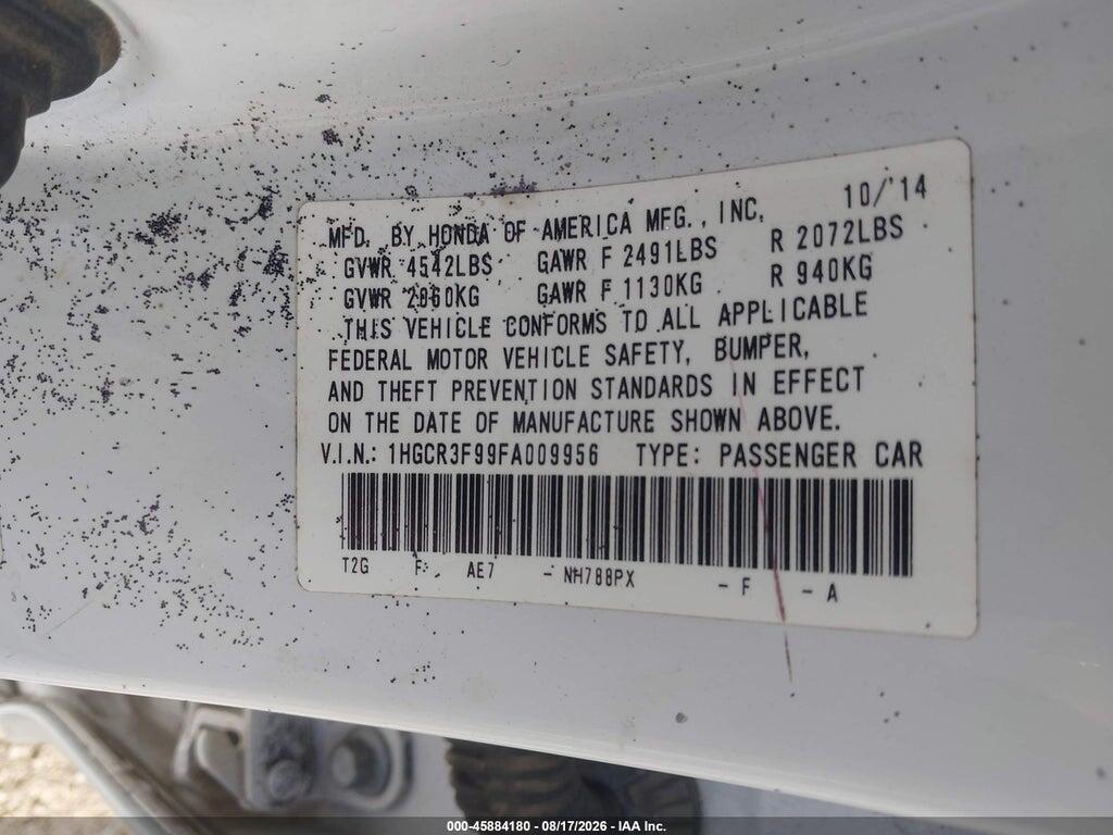 1HGCR3F99FA009956 2015 HONDA ACCORD photo no. 9