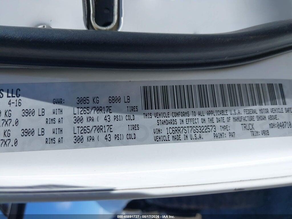 1C6RR7ST7GS322573 2016 RAM 1500 photo no. 9