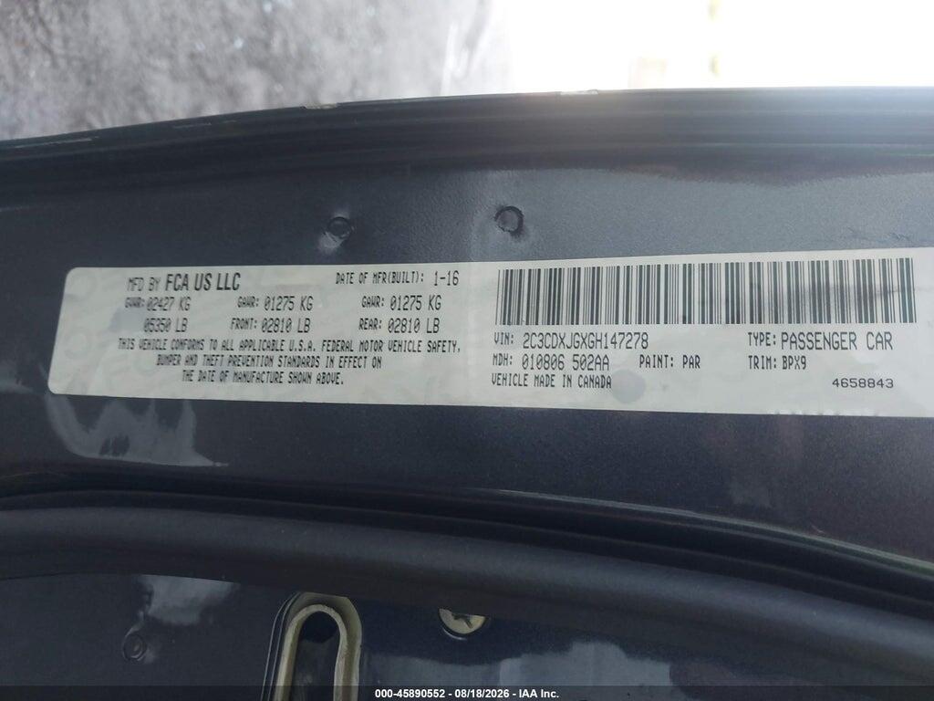 2C3CDXJGXGH147278 2016 DODGE CHARGER photo no. 9