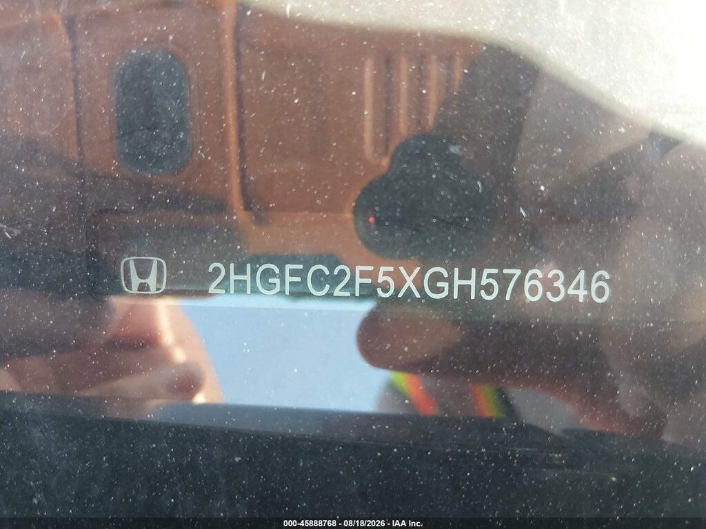 2HGFC2F5XGH576346 2016 HONDA CIVIC photo no. 9