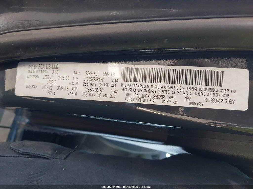 1C4AJWAGXJL896792 2018 JEEP WRANGLER JK photo no. 9