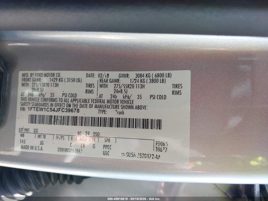 1FTEW1C54JFC39678 2018 FORD F-150 photo no. 9