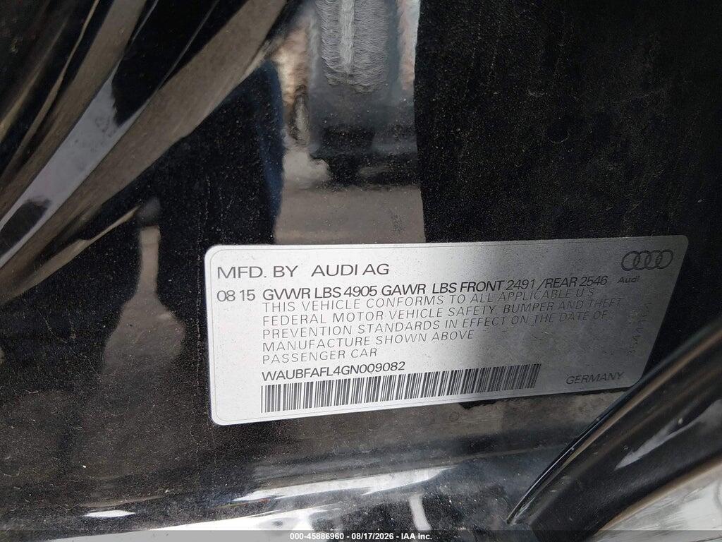 WAUBFAFL4GN009082 2016 AUDI A4 photo no. 9