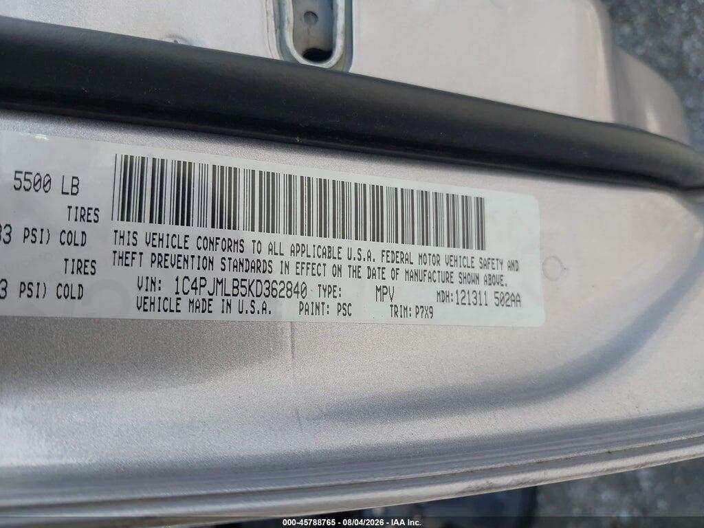 1C4PJMLB5KD362840 2019 JEEP CHEROKEE photo no. 9