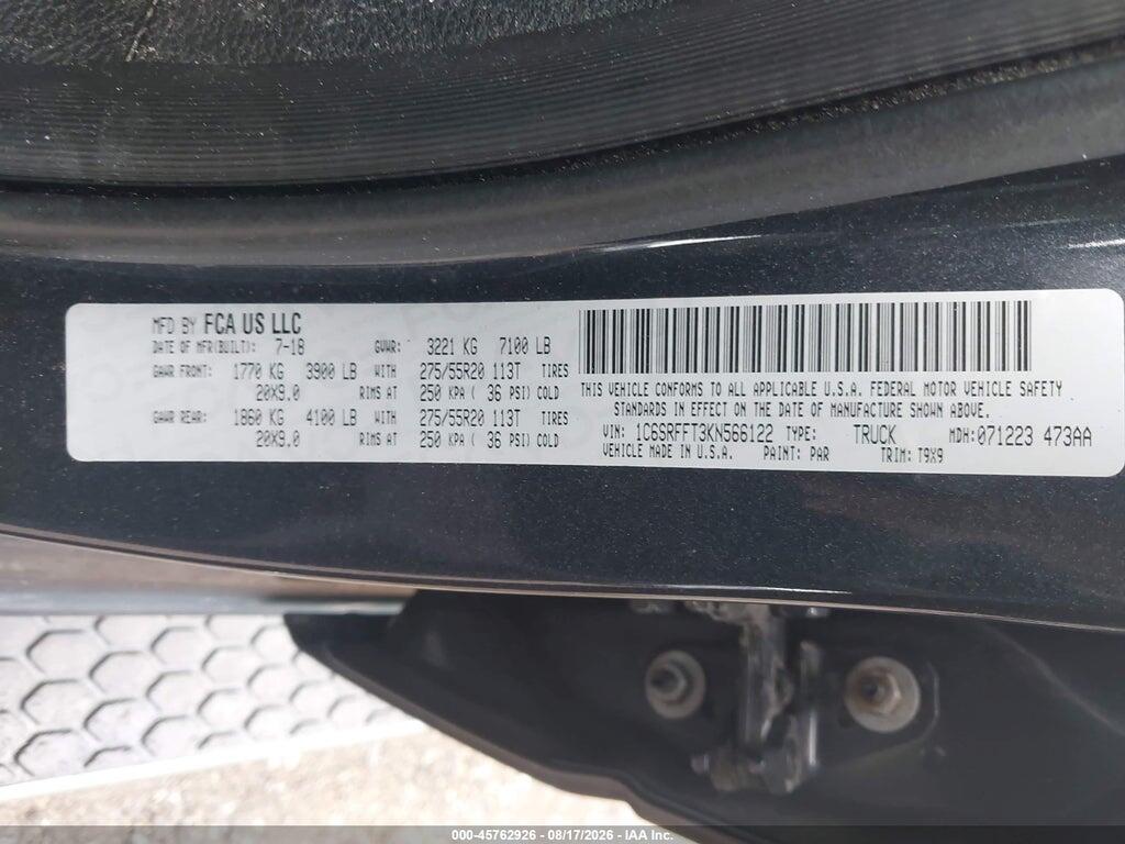 1C6SRFFT3KN566122 2019 RAM 1500 photo no. 9