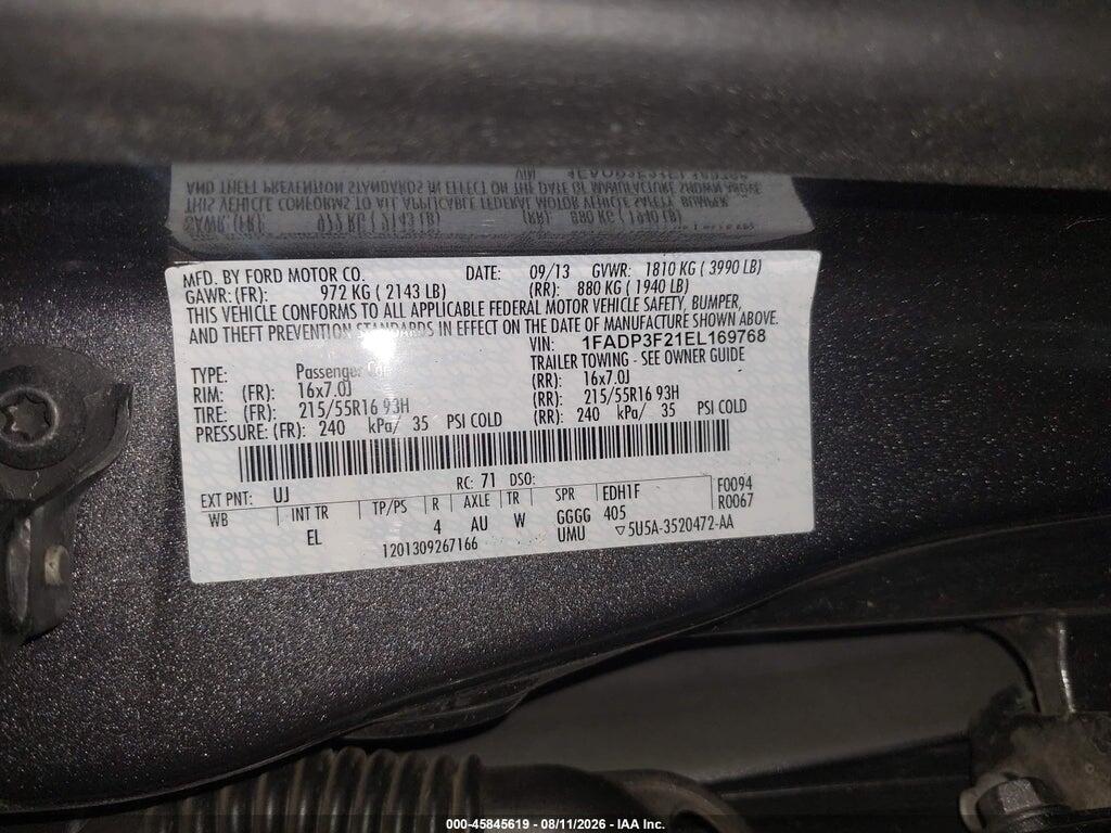 1FADP3F21EL169768 2014 FORD FOCUS photo no. 9