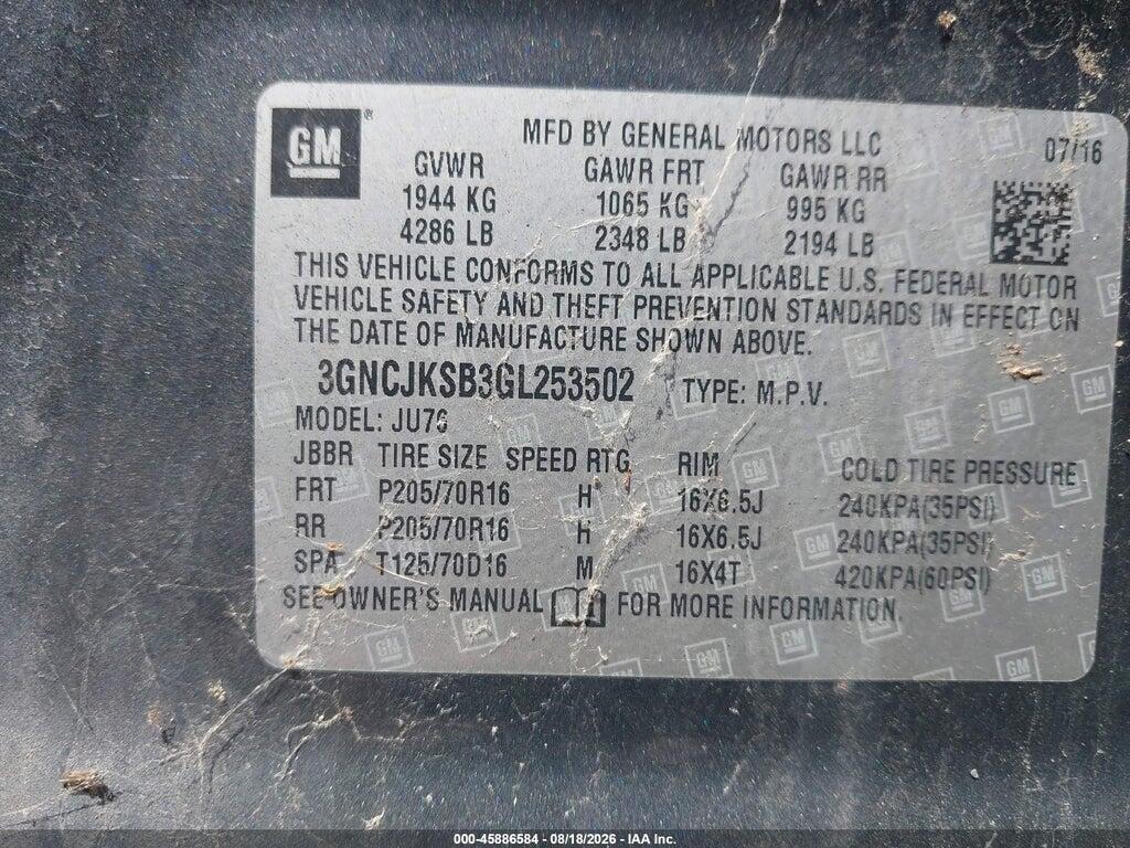 3GNCJKSB3GL253502 2016 CHEVROLET TRAX photo no. 9