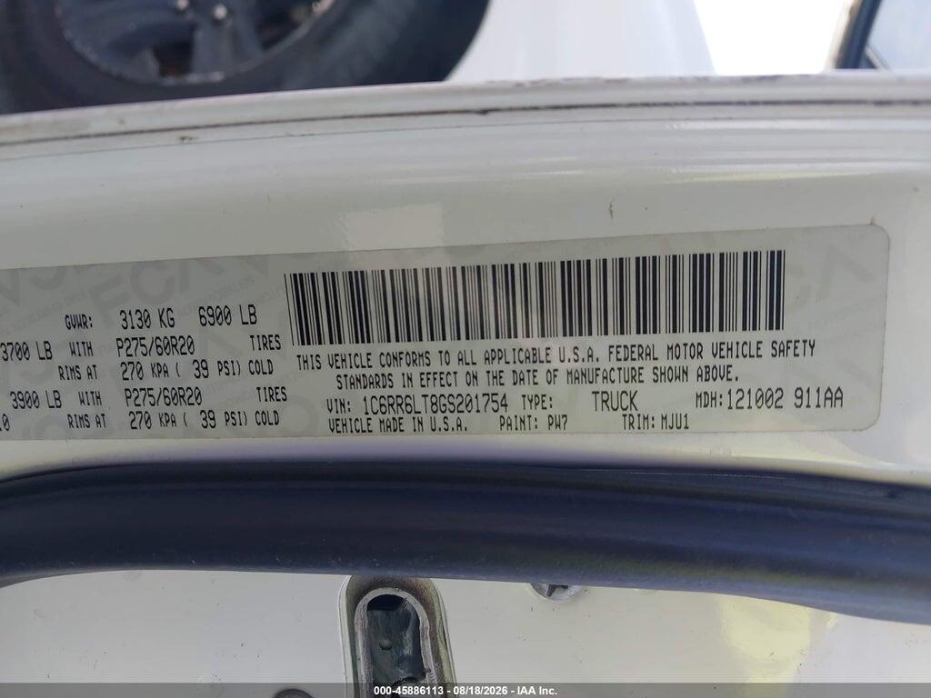 1C6RR6LT8GS201754 2016 RAM 1500 photo no. 9