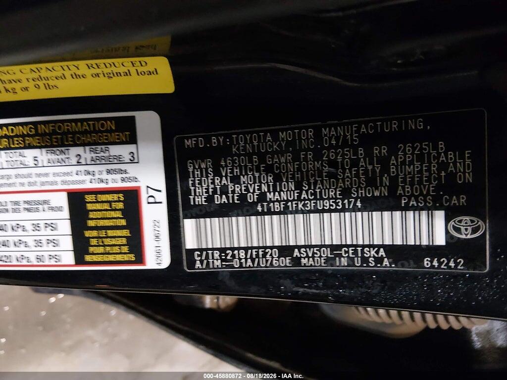 4T1BF1FK3FU953174 2015 TOYOTA CAMRY photo no. 9