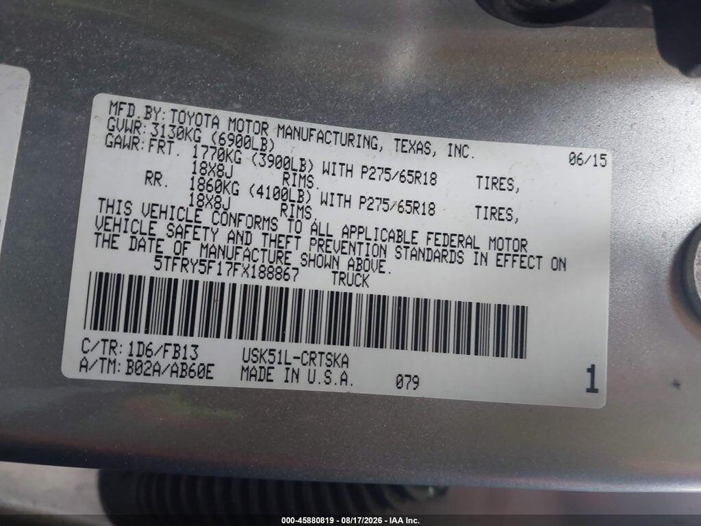 5TFRY5F17FX188867 2015 TOYOTA TUNDRA photo no. 9
