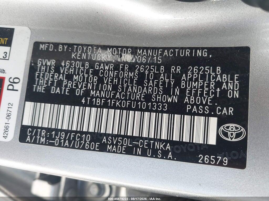 4T1BF1FK0FU101333 2015 TOYOTA CAMRY photo no. 9